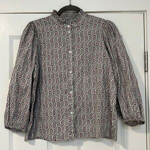 NWT Gap Puff Sleeve Button Up Ditsy Floral Blouse - S